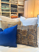 COUSSIN LIN LAVÉ FROISSÉ COBALT/INDIGO 40X60 - MAISON DE VACANCES