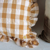 COUSSIN À VOLANT MOUTARDE