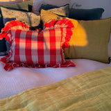 COUSSIN LIN LAVÉ FROISSÉ CHARTREUSE 40X60 - MAISON DE VACANCES