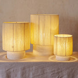 LAMPE KALÉ PIED GRÈS ARGILE BLANCHE / ABAT-JOUR LAINE VIERGE TENDUE TAILLE S - MAISON DE VACANCES X OSH