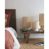 LAMPE KALÉ PIED GRÈS ARGILE BLANCHE / ABAT-JOUR LAINE VIERGE TENDUE TAILLE M - MAISON DE VACANCES X OSH