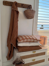 PLAID CREPON DE LIN LAVÉ TERRACOTTA 160x250 - MAISON DE VACANCES