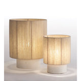 LAMPE KALÉ PIED GRÈS ARGILE BLANCHE / ABAT-JOUR LAINE VIERGE TENDUE TAILLE S - MAISON DE VACANCES X OSH