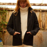 VESTE DE TRAVAIL MOLESKINE FEMME VINTAGE DENIM NOIR - LE MONT SAINT MICHEL