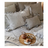 TAIE D'OREILLER BOHO LIN LAVÉ SHAKER STONE 65x65 CM - MAISON DE VACANCES