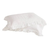 TAIE D'OREILLERS BOHO LIN LAVÉ BLANC 65x65 CM - MAISON DE VACANCES