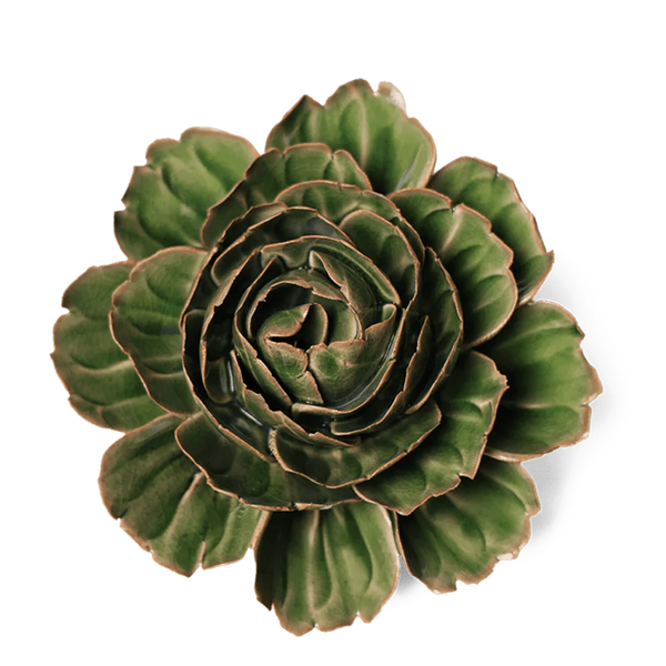 CERAMIC FLOWER GREEN ROZELLA PEONY
