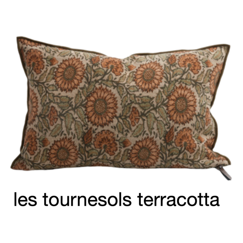 COUSSIN LIN WABI SABI LES TOURNESOLS TERRACOTTA 40x60 CM - MAISON DE VACANCES