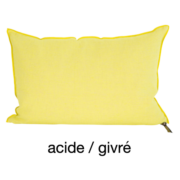 COUSSIN LIN LAVÉ FROISSÉ ACIDE GIVRÉ 30X50 - MAISON DE VACANCES