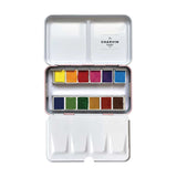 AQUARELLE BOX ROSE PASTEL METAL DE 12 DEMIS GODETS - CHARVIN PARIS