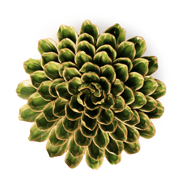 CERAMIC FLOWER GREEN ZINNIA