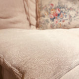 CANAPE BOHO CURVE 200 AVEC 4 COUSSINS 65 x 65 cm CHENILLE VINTAGE NUDE - MAISON DE VACANCES