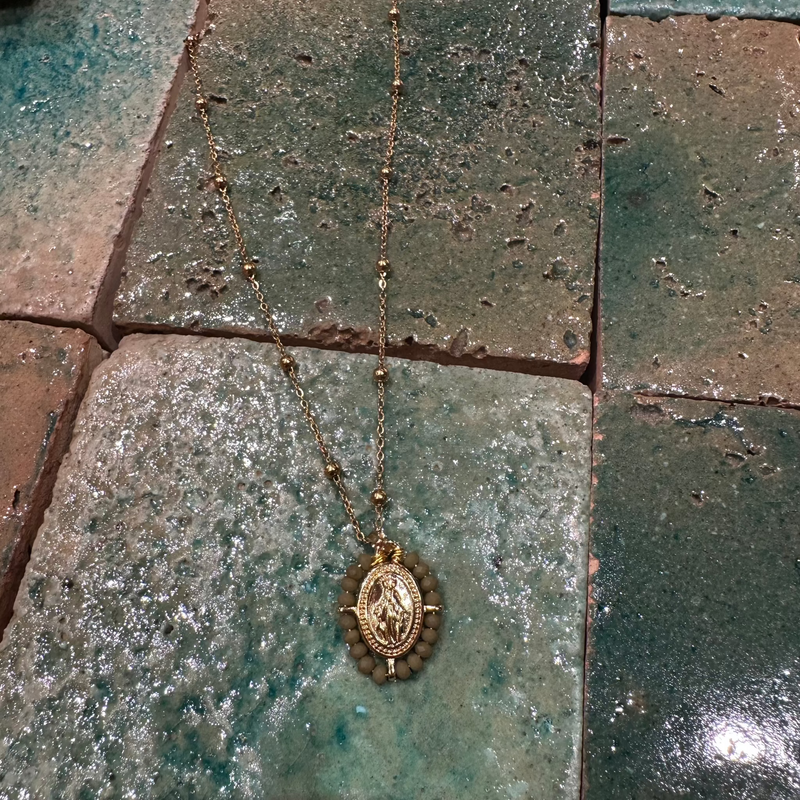 COLLIER CHAINE BOULE OUR LADY KAKI