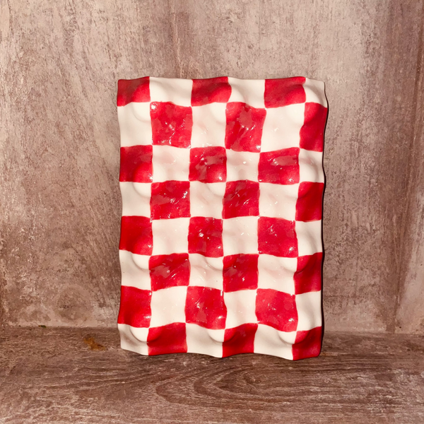 REPOSE 6 OEUFS - DAMIER ROUGE