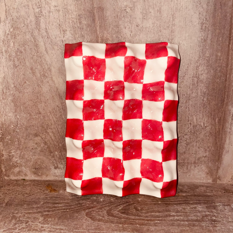 REPOSE 6 OEUFS - DAMIER ROUGE