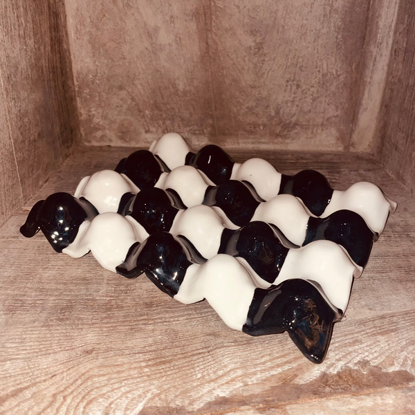 REPOSE 12 OEUFS - DAMIER NOIR