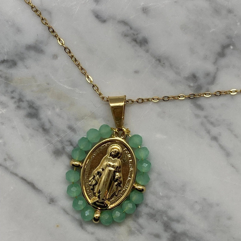 COLLIER CHAINE BOULE OUR LADY CÉLADON