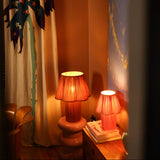 LAMPE MYRA EN SOIE FUSCHIA - PETIT MODÈLE