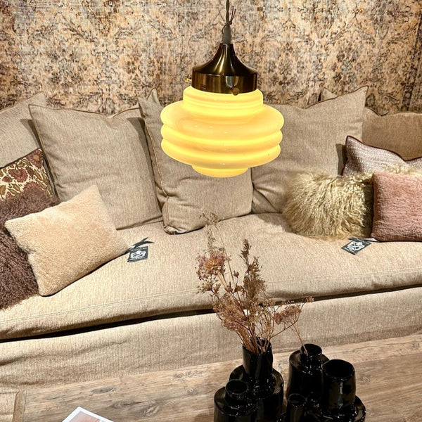 CANAPE BOHO 240 AVEC 5 COUSSINS 65 x 65 cm TOILE DE NAPLES UPCYCLEE CAPPUCINO - MAISON DE VACANCES