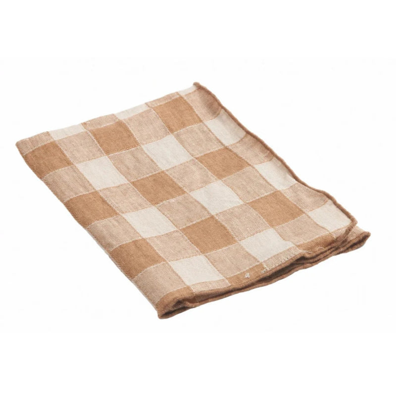 SERVIETTE TOILE VINTAGE VICHY TERRACOTTA 43x43 CM - MAISON DE VACANCES