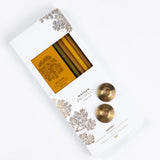 COFFRET CIERGES, ALLUMETTES ET 2 BOUGEOIRS LAITON // GISMONDA - MAISON PECHAVY