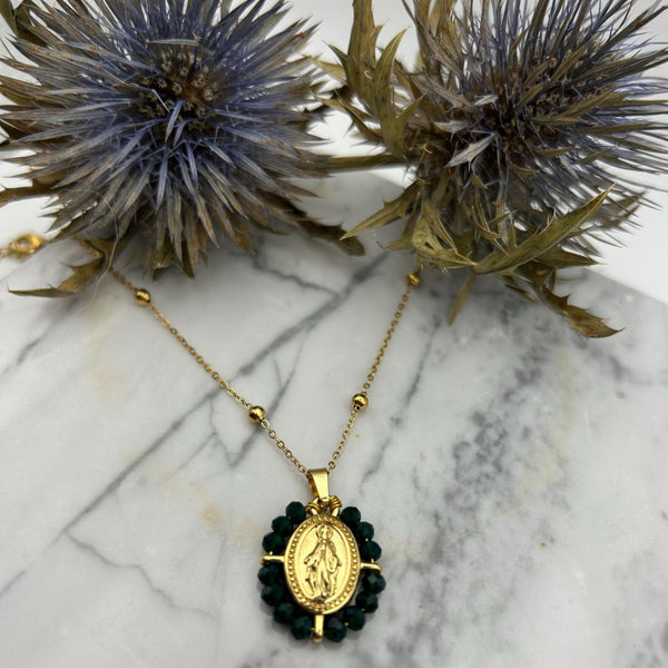 COLLIER CHAINE BOULE OUR LADY NOIR