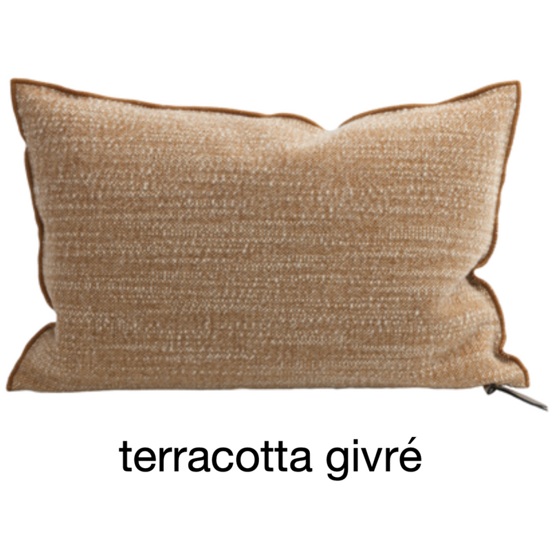 COUSSIN TOILE DE BERGER TERRACOTTA GIVRÉ 40x60 CM - MAISON DE VACANCES