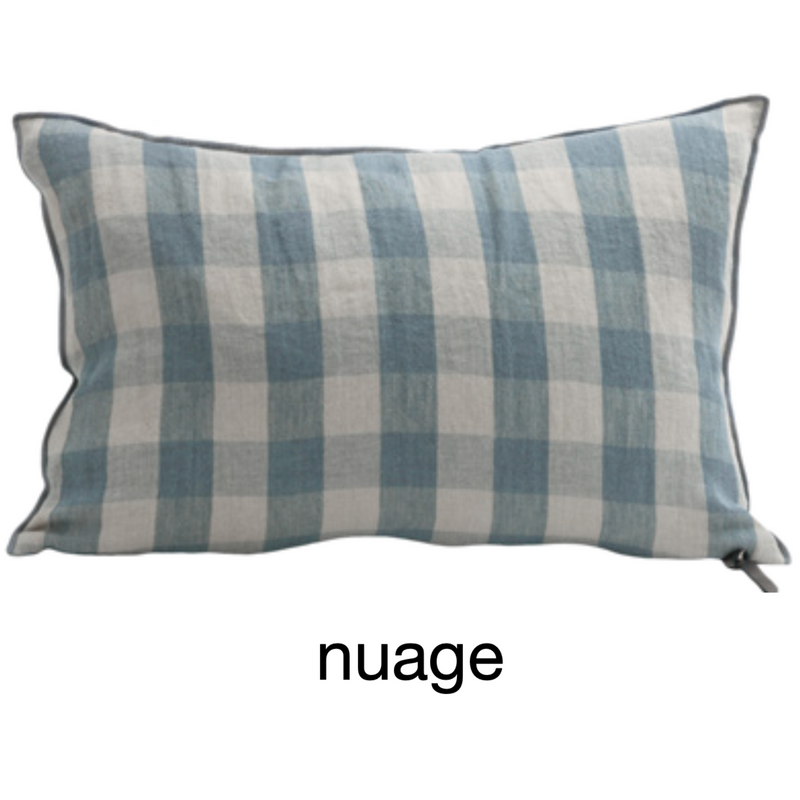 COUSSIN LIN LAVÉ VICHY COTTAGE NUAGE 40X60 - MAISON DE VACANCES