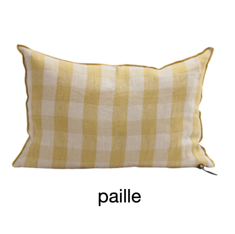 COUSSIN LIN LAVÉ VICHY COTTAGE PAILLE 40X60 - MAISON DE VACANCES