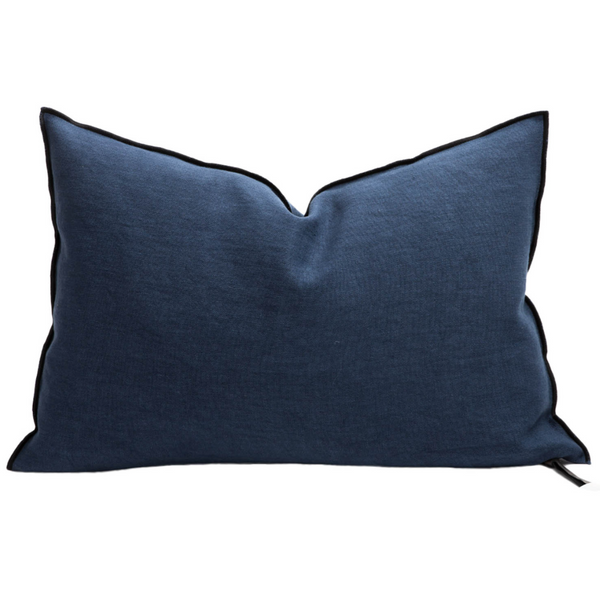 COUSSIN 50x70 LIN STONE WASHED BLEU NUIT - MAISON DE VACANCES