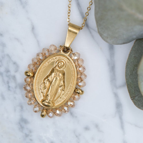 COLLIER CHAINE BOULE OUR LADY DORÉ