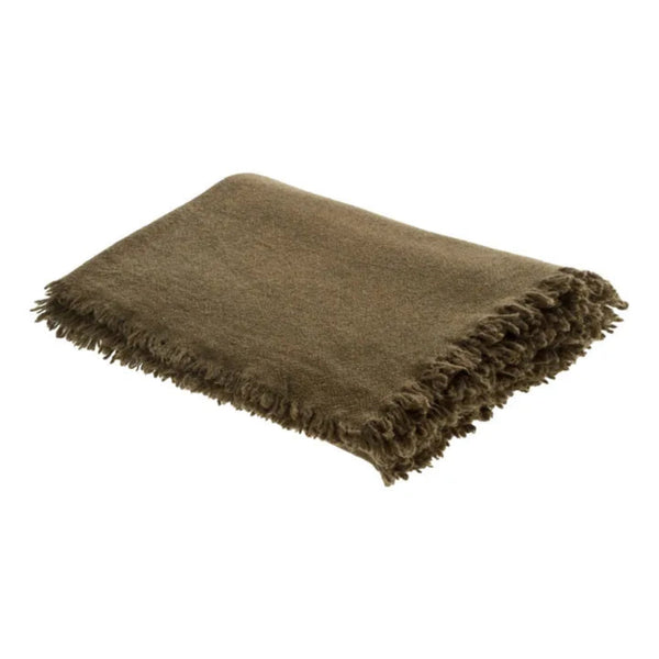 PLAID EN LAINE VIERGE LAVÉE BRONZE - MAISON DE VACANCES